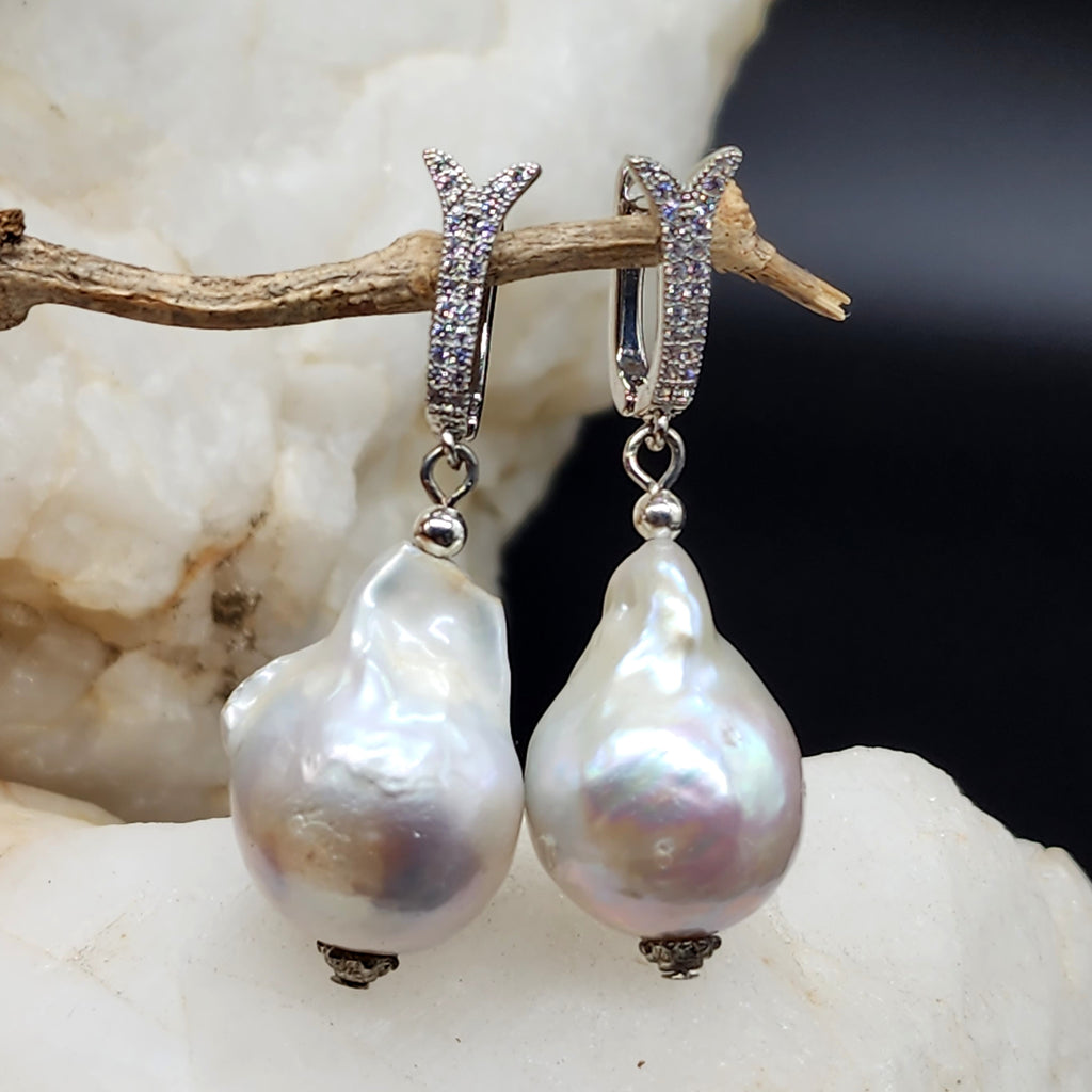 Just The Sweet Thing / Designer Jewelry Silver Earrings Natural Baroque Pearls Hypoallergenic Jewelry Most Popular Jewelry Gift For Women