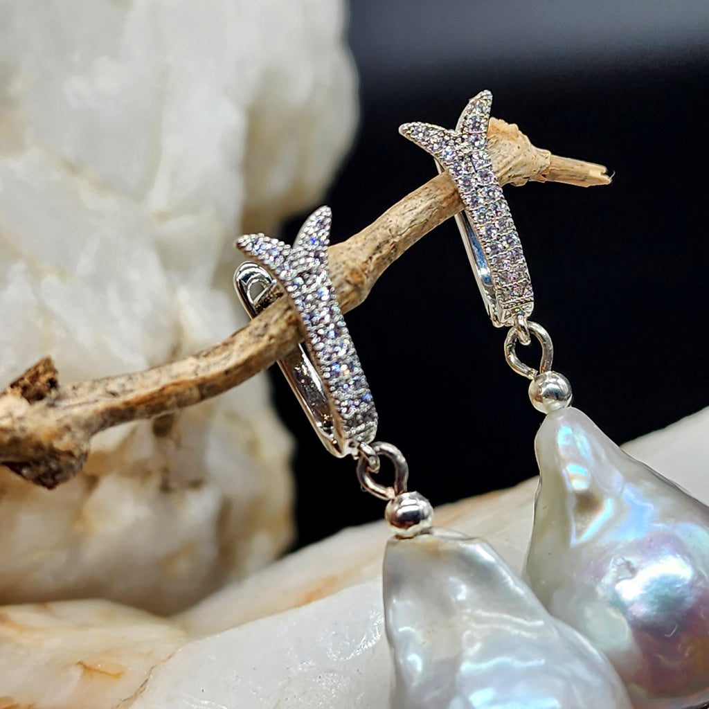 Just The Sweet Thing / Designer Jewelry Silver Earrings Natural Baroque Pearls Hypoallergenic Jewelry Most Popular Jewelry Gift For Women