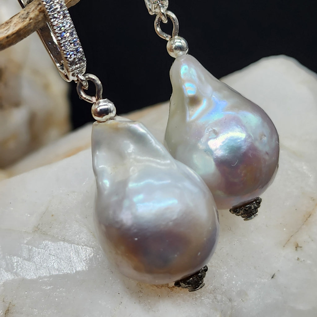 Just The Sweet Thing / Designer Jewelry Silver Earrings Natural Baroque Pearls Hypoallergenic Jewelry Most Popular Jewelry Gift For Women