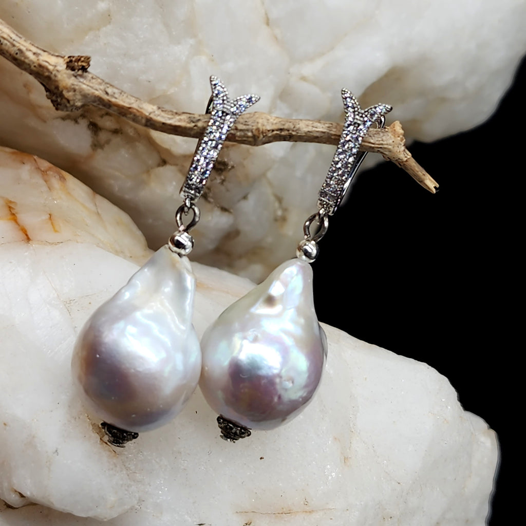Just The Sweet Thing / Designer Jewelry Silver Earrings Natural Baroque Pearls Hypoallergenic Jewelry Most Popular Jewelry Gift For Women