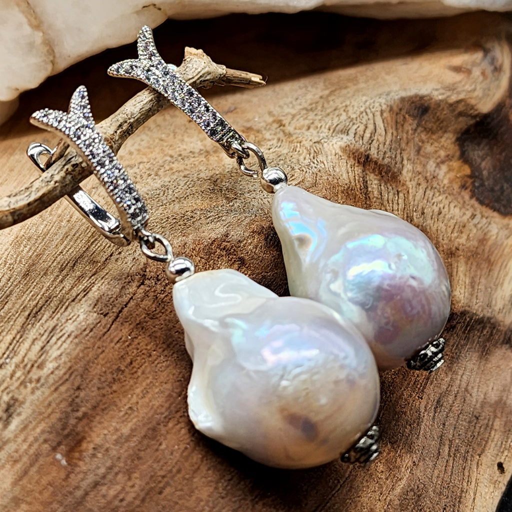 Just The Sweet Thing / Designer Jewelry Silver Earrings Natural Baroque Pearls Hypoallergenic Jewelry Most Popular Jewelry Gift For Women