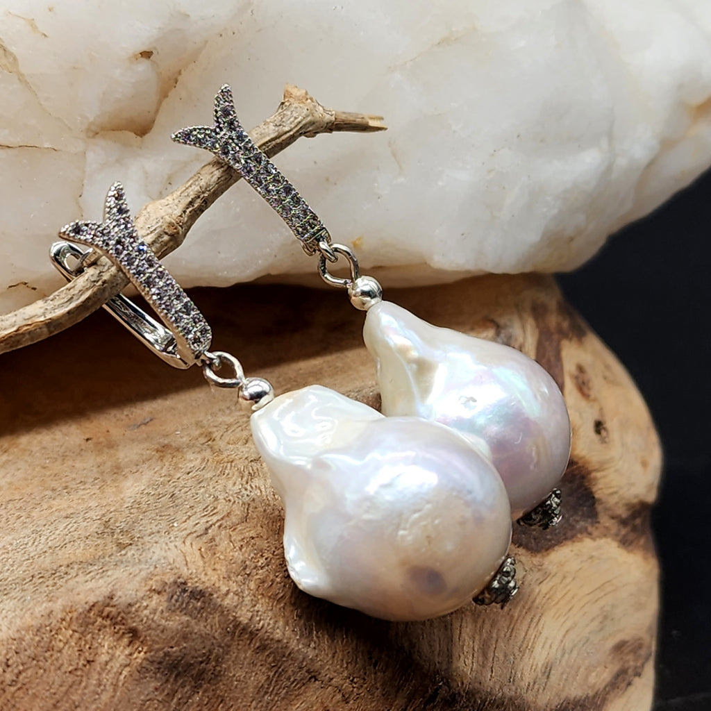 Just The Sweet Thing / Designer Jewelry Silver Earrings Natural Baroque Pearls Hypoallergenic Jewelry Most Popular Jewelry Gift For Women