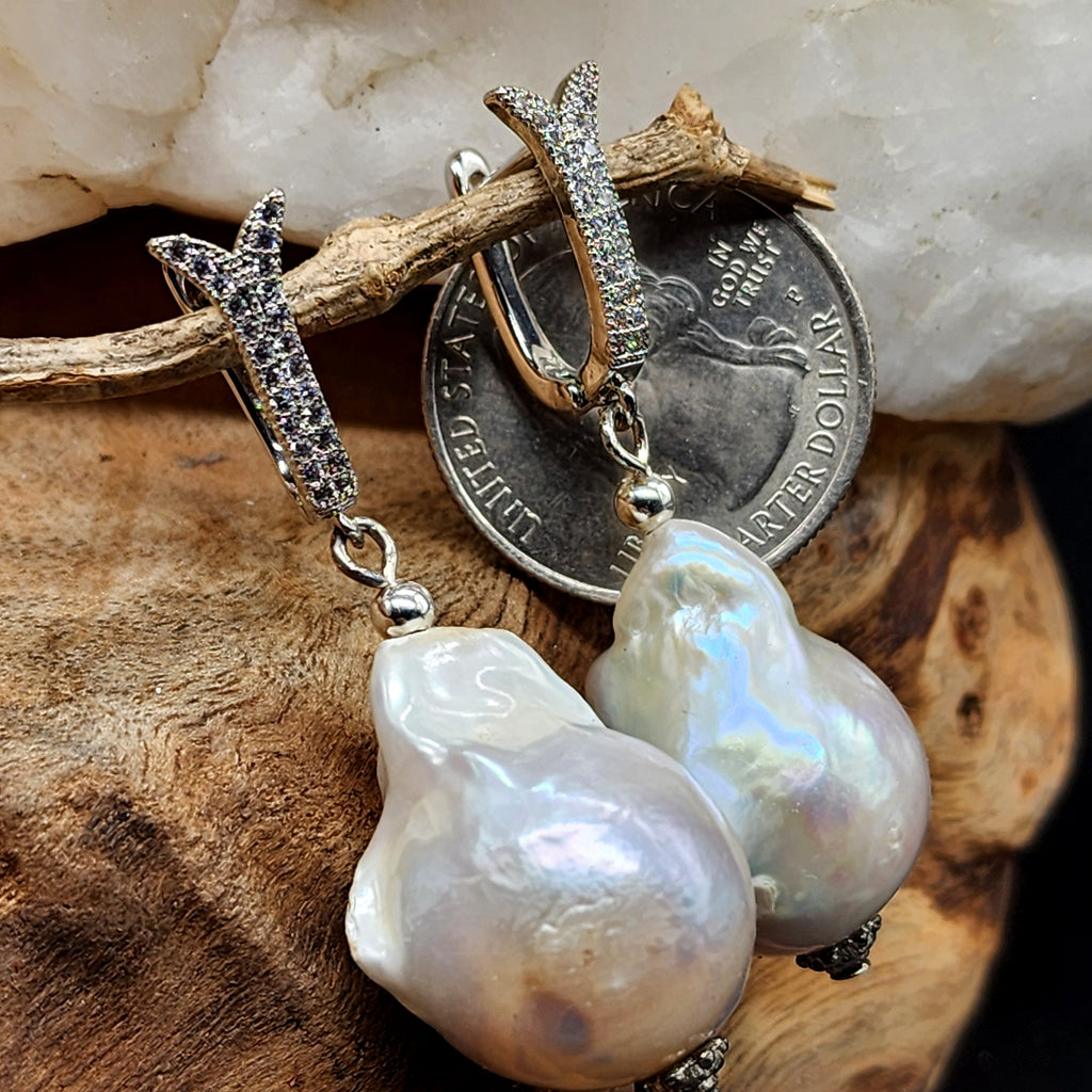 Just The Sweet Thing / Designer Jewelry Silver Earrings Natural Baroque Pearls Hypoallergenic Jewelry Most Popular Jewelry Gift For Women