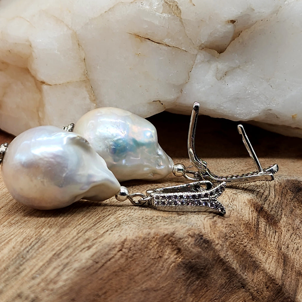 Just The Sweet Thing / Designer Jewelry Silver Earrings Natural Baroque Pearls Hypoallergenic Jewelry Most Popular Jewelry Gift For Women