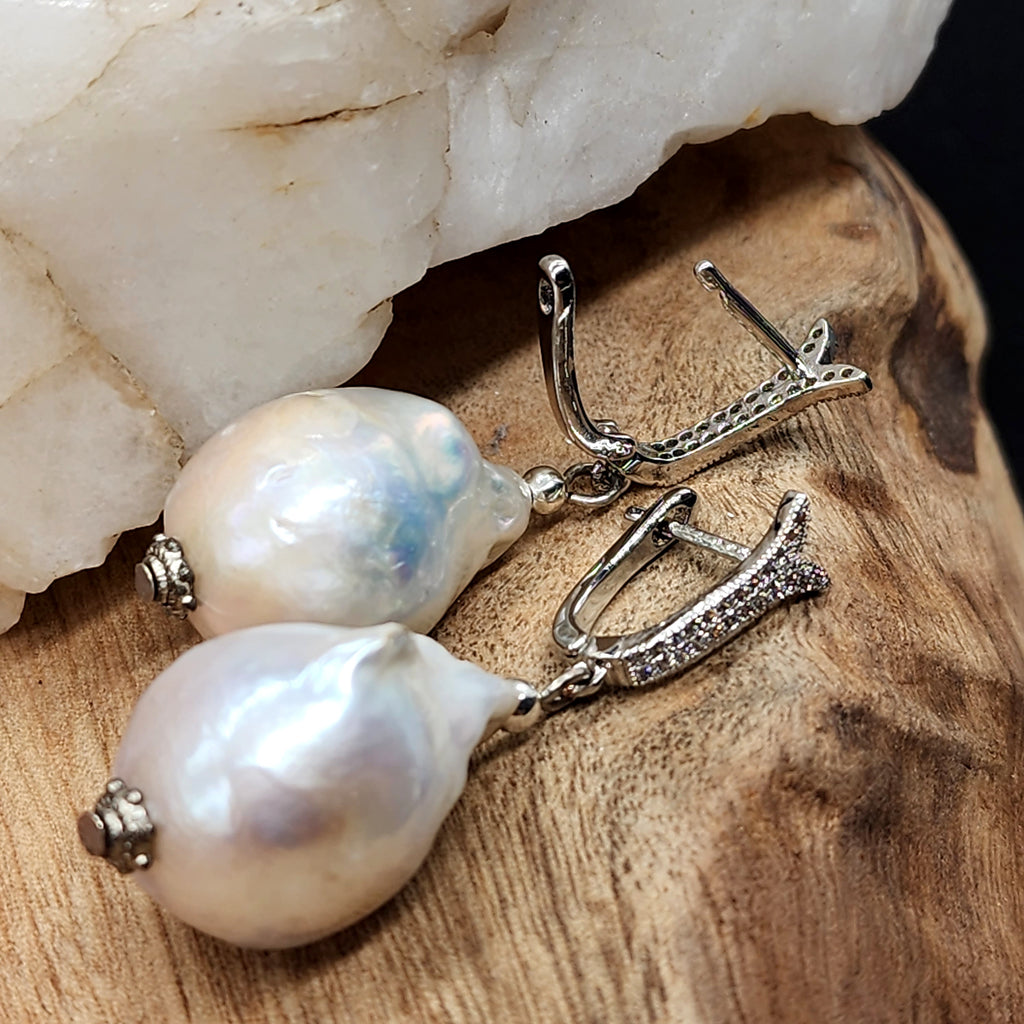 Just The Sweet Thing / Designer Jewelry Silver Earrings Natural Baroque Pearls Hypoallergenic Jewelry Most Popular Jewelry Gift For Women