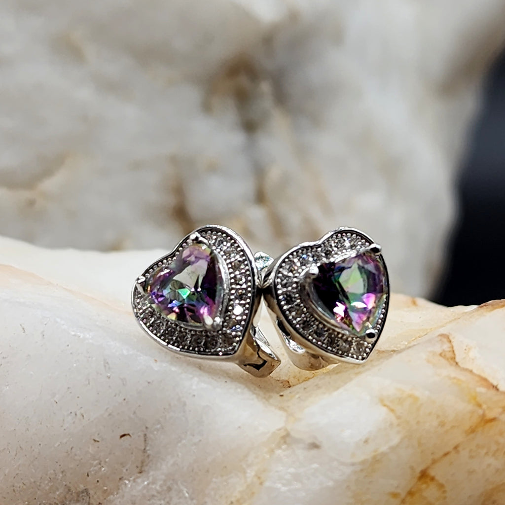 Take Me Out / Most Popular Jewelry Silver Earrings Natural Mystic Topaz Studs Hypoallergenic Earrings Gift For Women