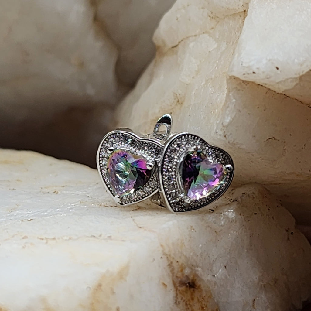 Take Me Out / Most Popular Jewelry Silver Earrings Natural Mystic Topaz Studs Hypoallergenic Earrings Gift For Women