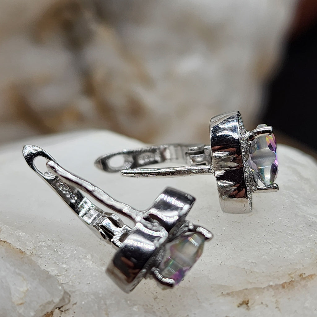 Take Me Out / Most Popular Jewelry Silver Earrings Natural Mystic Topaz Studs Hypoallergenic Earrings Gift For Women