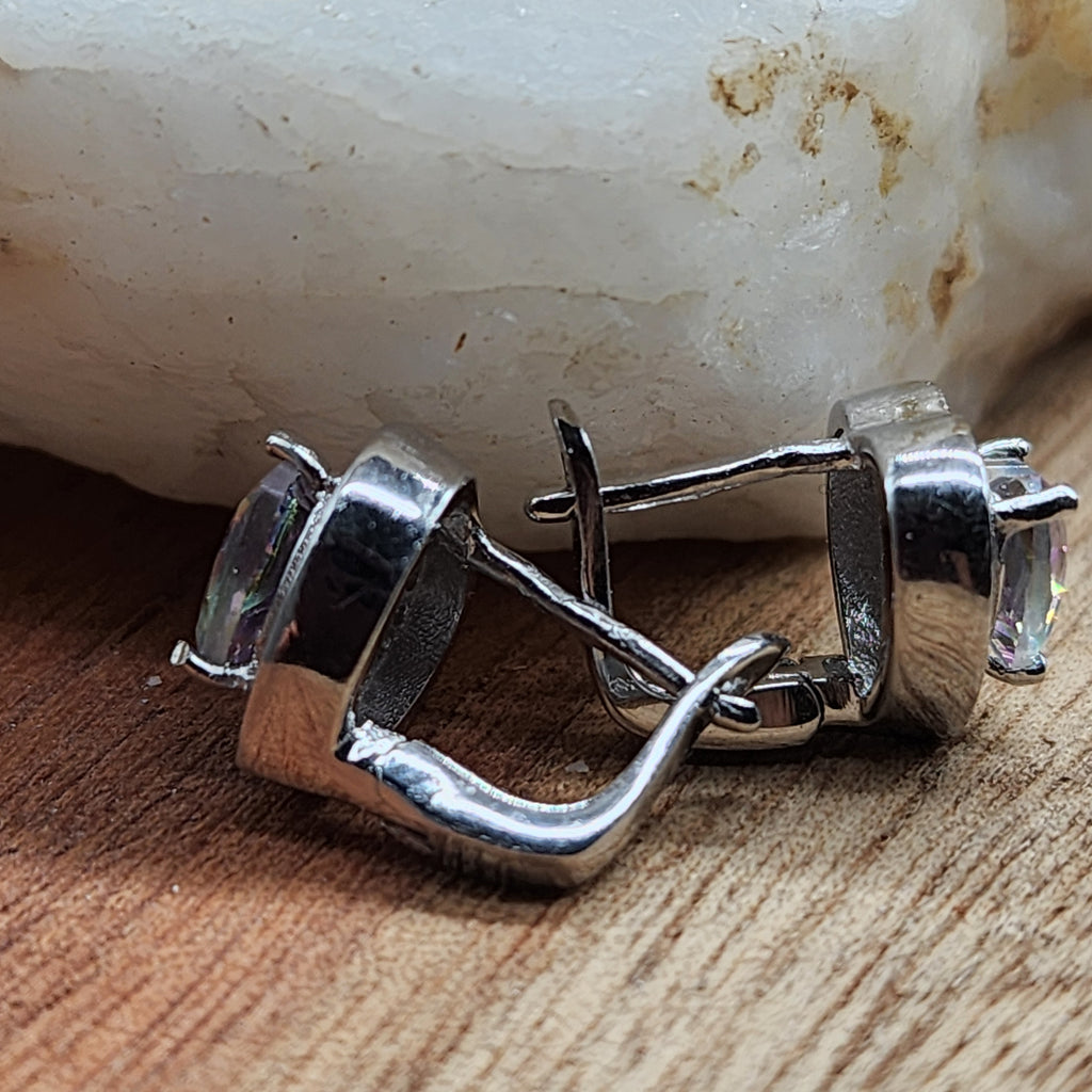 Take Me Out / Most Popular Jewelry Silver Earrings Natural Mystic Topaz Studs Hypoallergenic Earrings Gift For Women