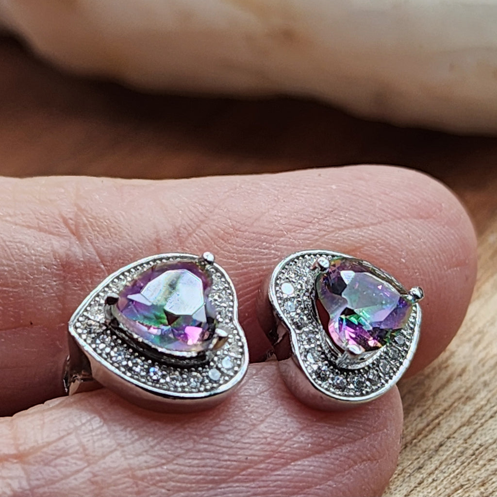 Take Me Out / Most Popular Jewelry Silver Earrings Natural Mystic Topaz Studs Hypoallergenic Earrings Gift For Women