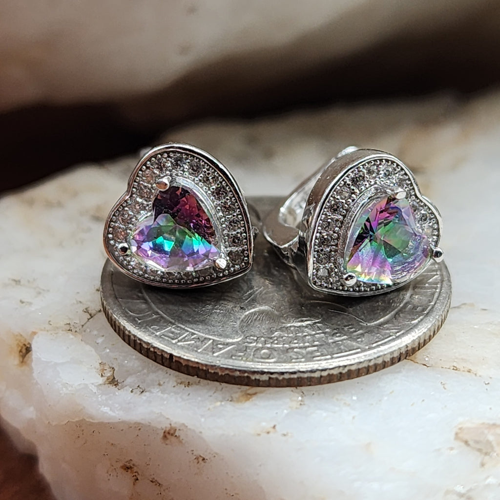Take Me Out / Most Popular Jewelry Silver Earrings Natural Mystic Topaz Studs Hypoallergenic Earrings Gift For Women