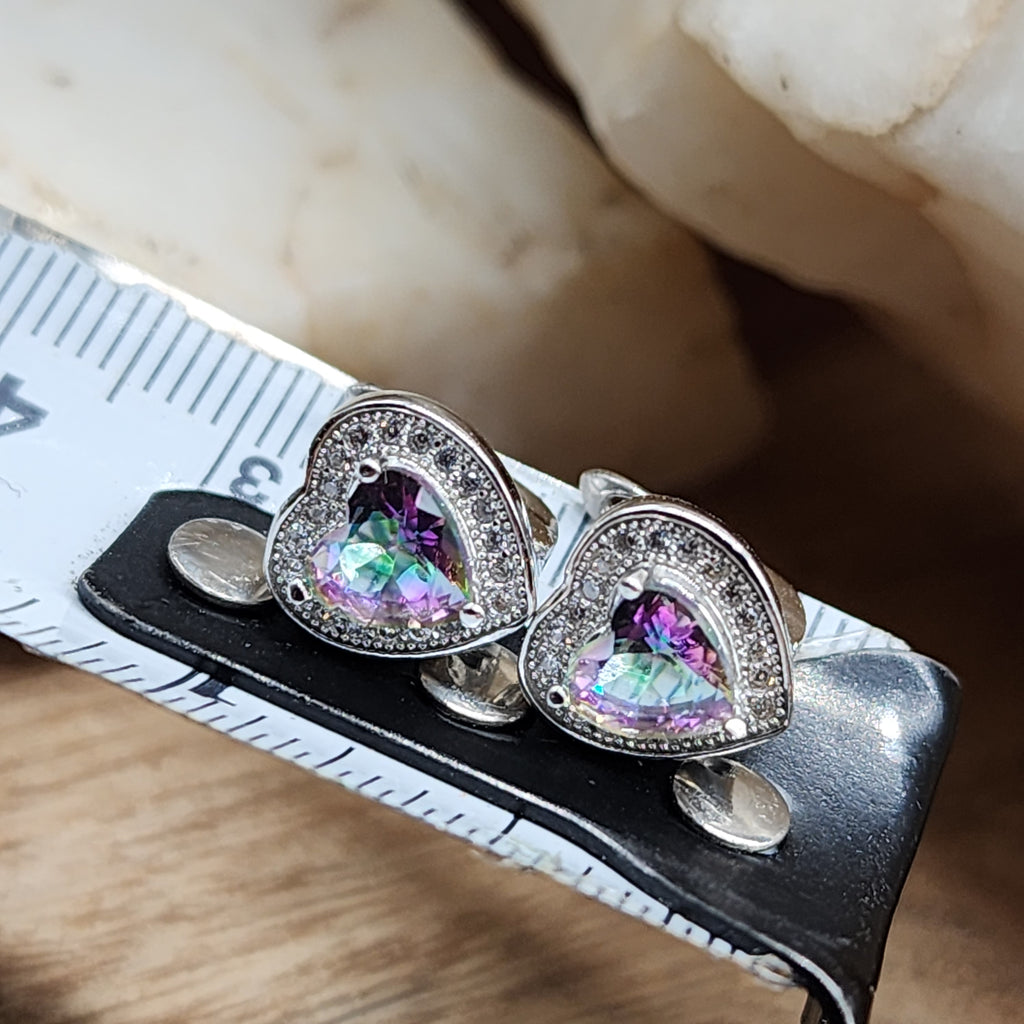 Take Me Out / Most Popular Jewelry Silver Earrings Natural Mystic Topaz Studs Hypoallergenic Earrings Gift For Women