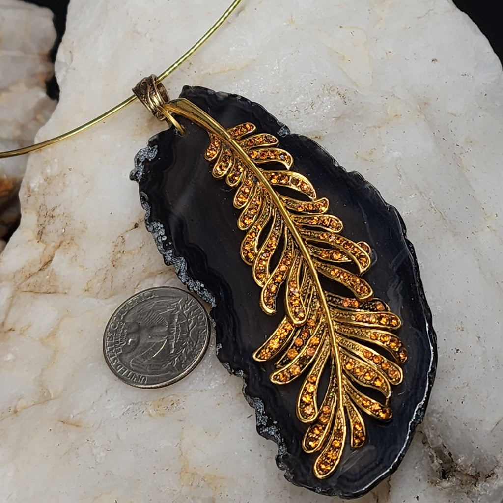 Sacrament Of Night / Artisan Boho Necklace Designer Jewelry Silver Floral Pendant Natural Black Agate Stone Unique Necklace Gift