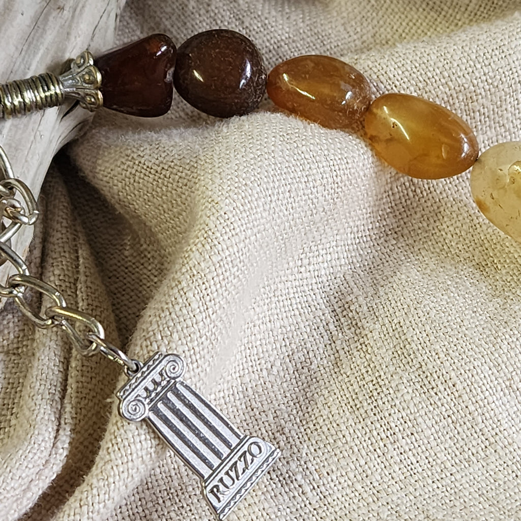 Layer Cake / Designer Jewelry Artisan Simple Necklace Vintage Silver Natural Agate Stone Boho Necklace Gift For Women