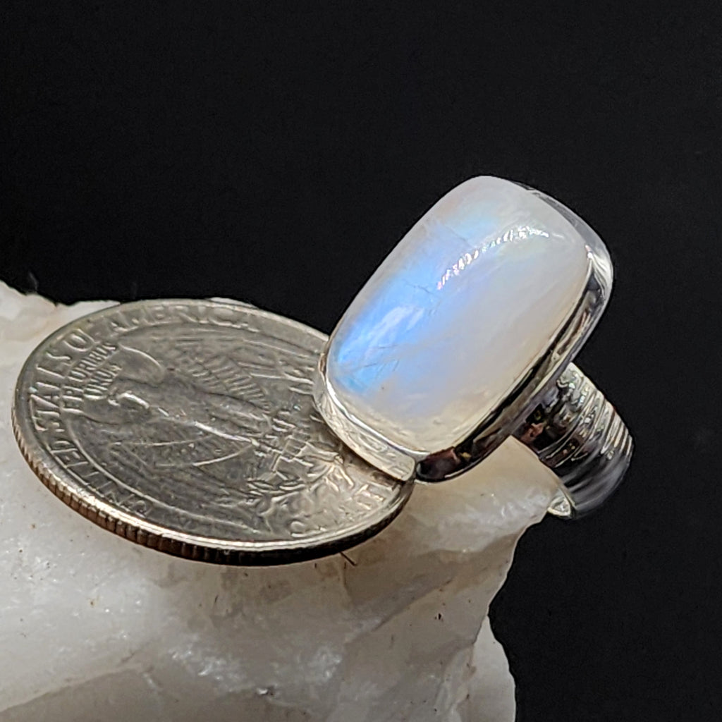 Feeling Blue / 7 / Designer Jewelry Moonstone Gemstone Blue Stone Unique Ring Hypoallergenic Silver 925 Ring Gift for Momen