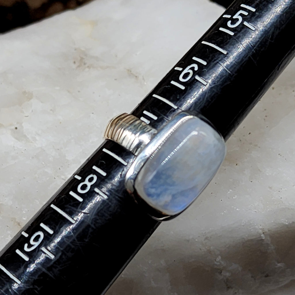 Feeling Blue / 7 / Designer Jewelry Moonstone Gemstone Blue Stone Unique Ring Hypoallergenic Silver 925 Ring Gift for Momen