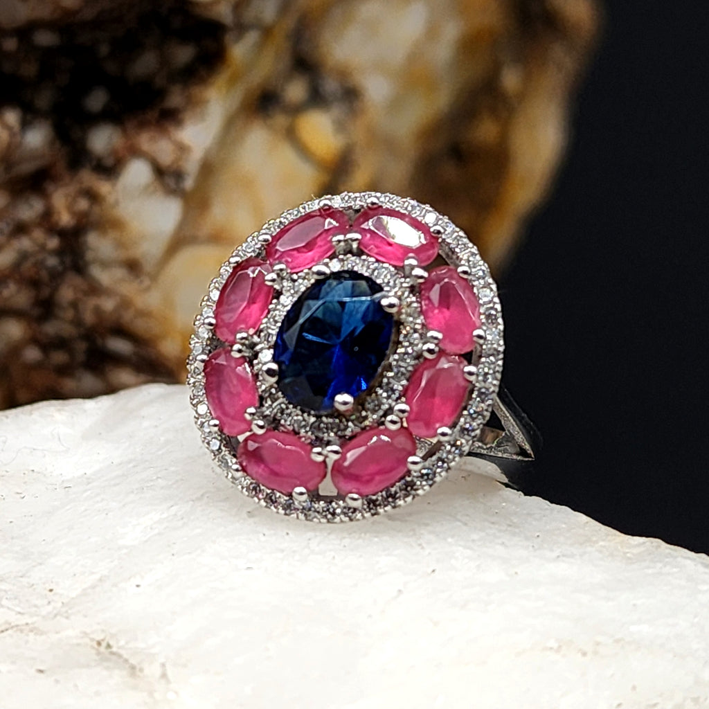 Make Me Yours / 7/ Designer Jewelry Natural Blue London Topaz Stone Unique Ring Hypoallergenic Silver 925 Ring Gift for Momen