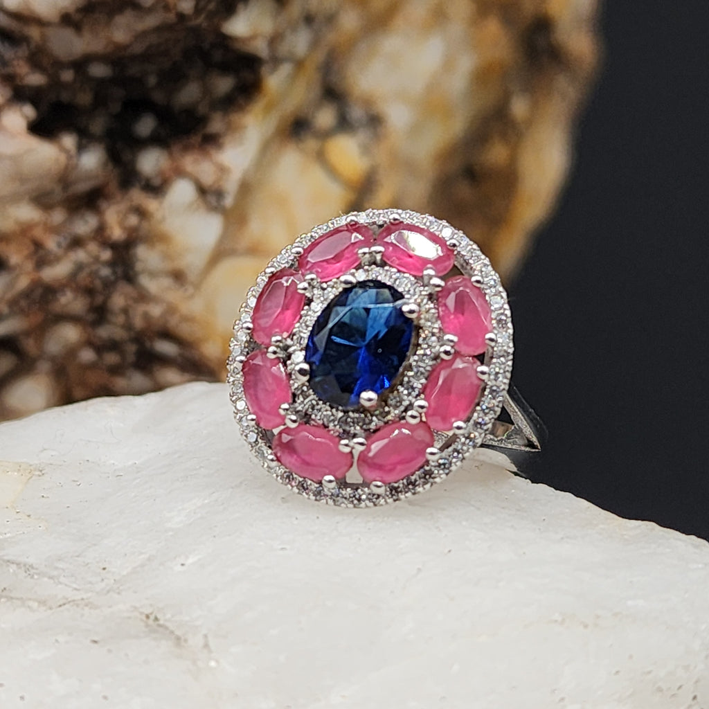 Make Me Yours / 7/ Designer Jewelry Natural Blue London Topaz Stone Unique Ring Hypoallergenic Silver 925 Ring Gift for Momen