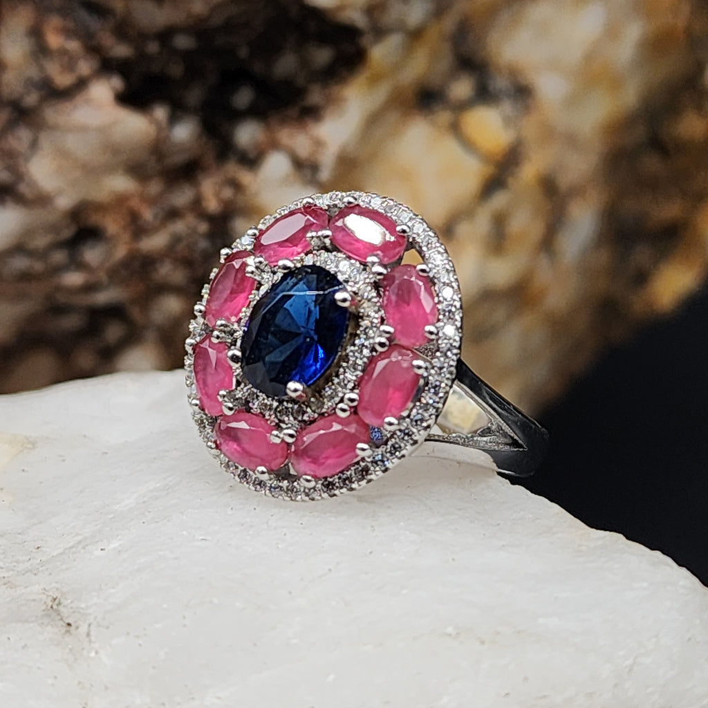 Make Me Yours / 7/ Designer Jewelry Natural Blue London Topaz Stone Unique Ring Hypoallergenic Silver 925 Ring Gift for Momen