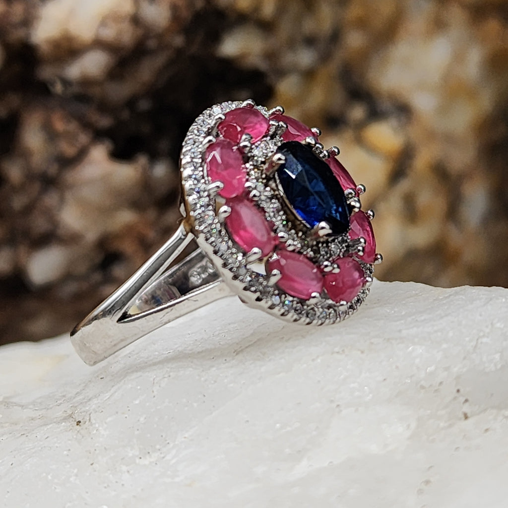 Make Me Yours / 7/ Designer Jewelry Natural Blue London Topaz Stone Unique Ring Hypoallergenic Silver 925 Ring Gift for Momen