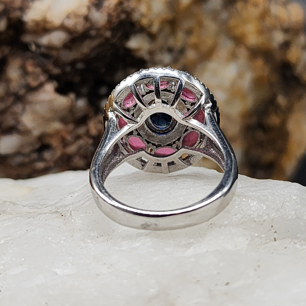 Make Me Yours / 7/ Designer Jewelry Natural Blue London Topaz Stone Unique Ring Hypoallergenic Silver 925 Ring Gift for Momen