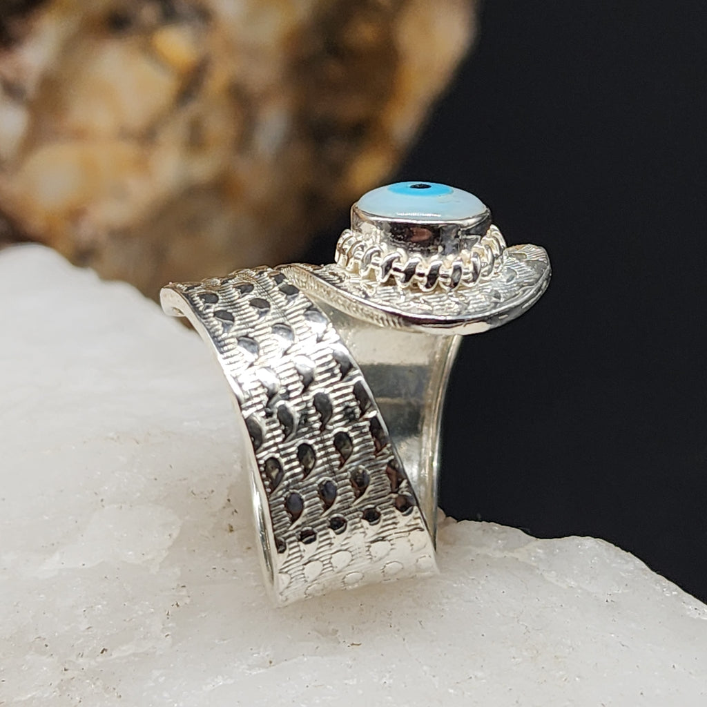 Ocean Spell / 7 - 7.5 / Designer Jewelry Natural Mother of Pearl Stone Unique Ring Hypoallergenic Silver 925 Ring Gift for Momen