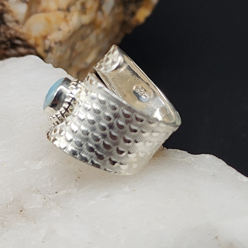 Ocean Spell / 7 - 7.5 / Designer Jewelry Natural Mother of Pearl Stone Unique Ring Hypoallergenic Silver 925 Ring Gift for Momen