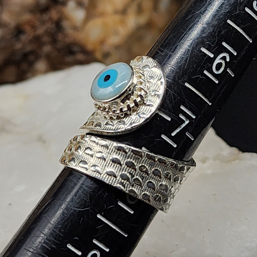 Ocean Spell / 7 - 7.5 / Designer Jewelry Natural Mother of Pearl Stone Unique Ring Hypoallergenic Silver 925 Ring Gift for Momen