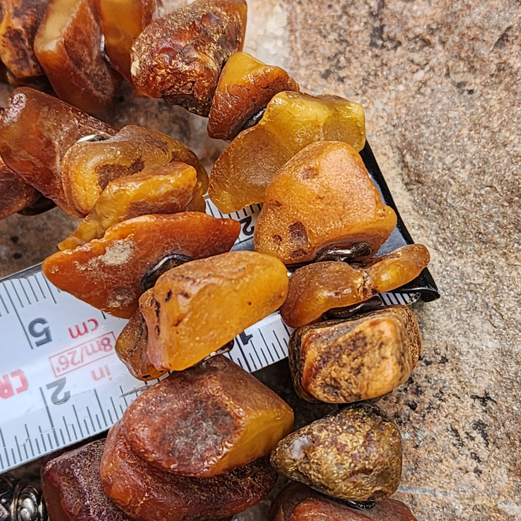 Feeling Groovy / Designer Jewelry Raw Amber Nugget Pendant Hypoallergenic Black Leather Necklace Natural Amber Gift for Momen