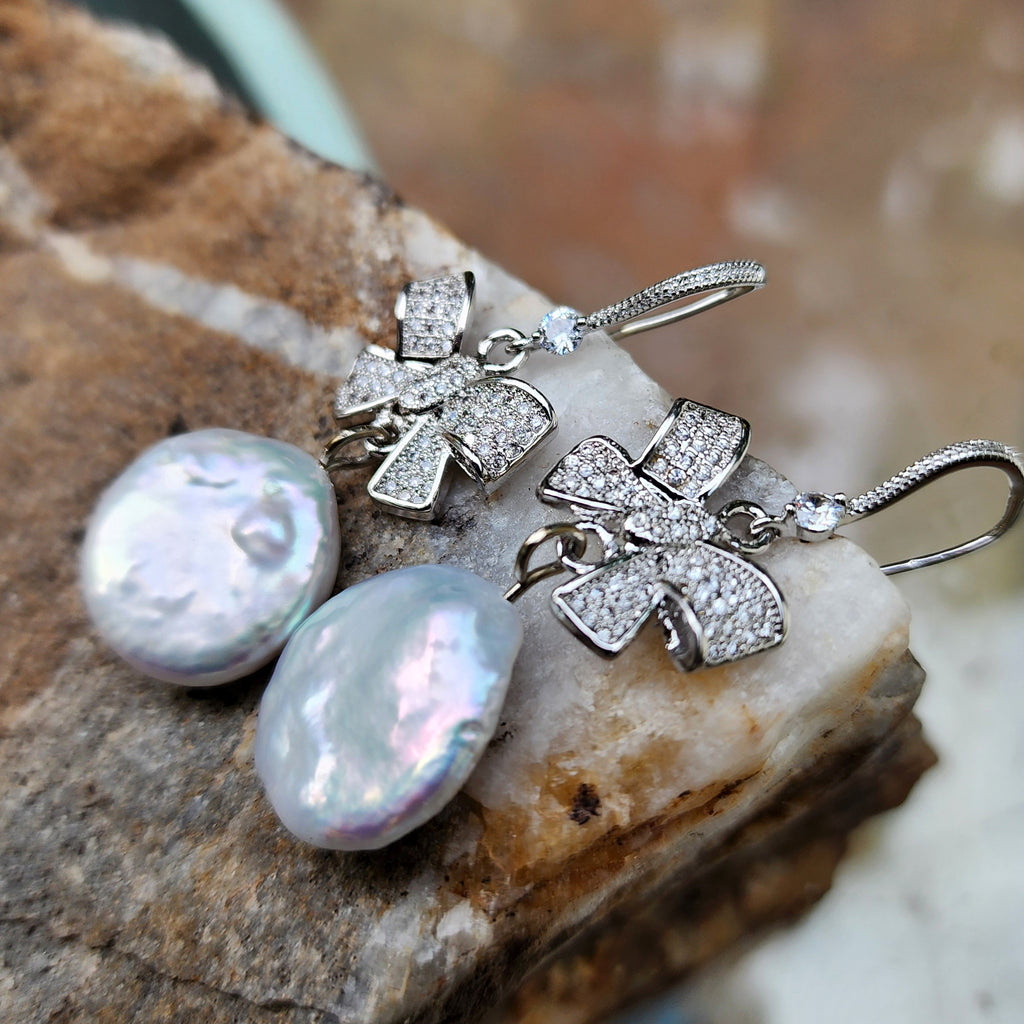 Go Girl / Designer Jewelry Silver Earrings Natural Baroque Coin Pearls Hipoalergenic Jewelry Most Popular Jewelry Gift For Women