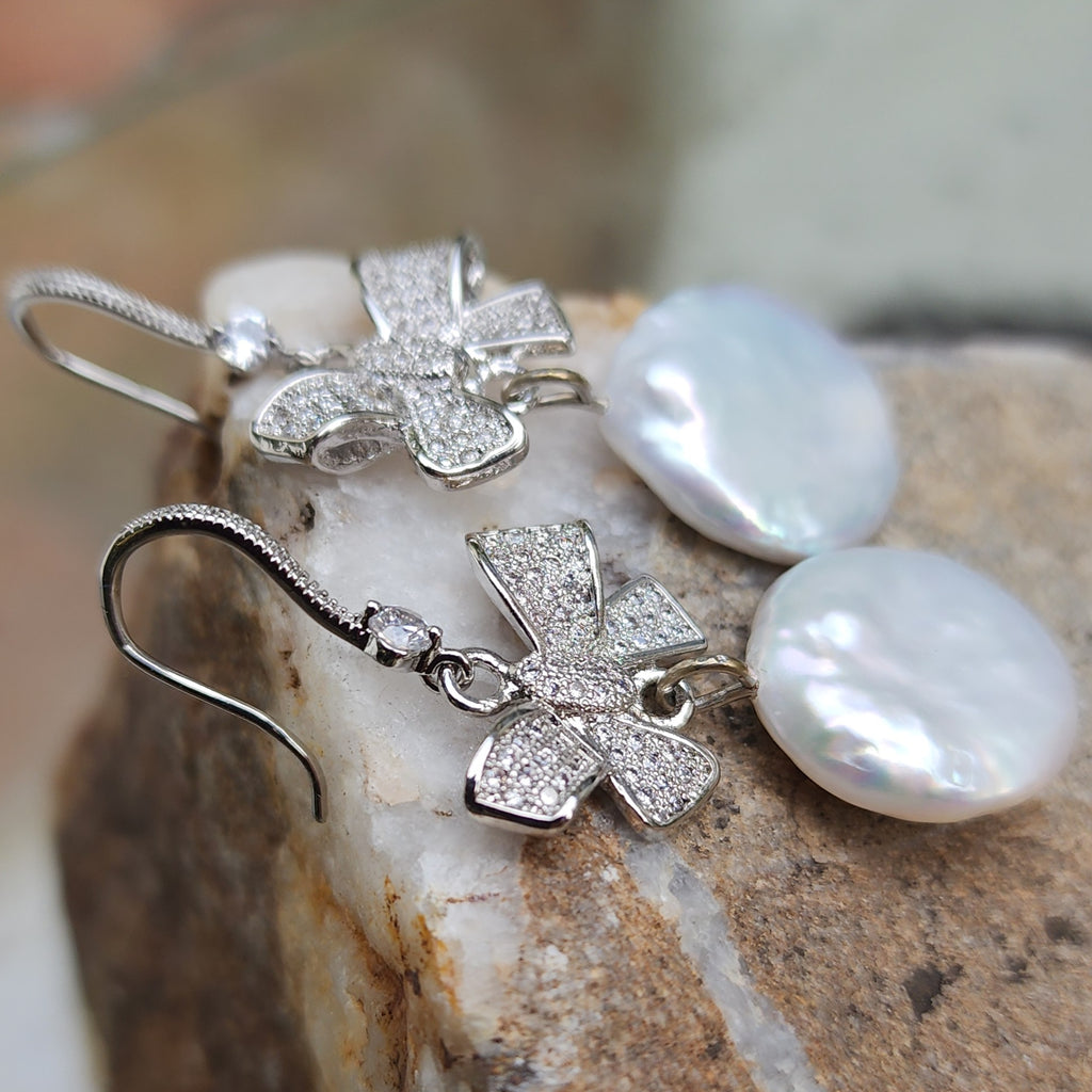 Go Girl / Designer Jewelry Silver Earrings Natural Baroque Coin Pearls Hipoalergenic Jewelry Most Popular Jewelry Gift For Women