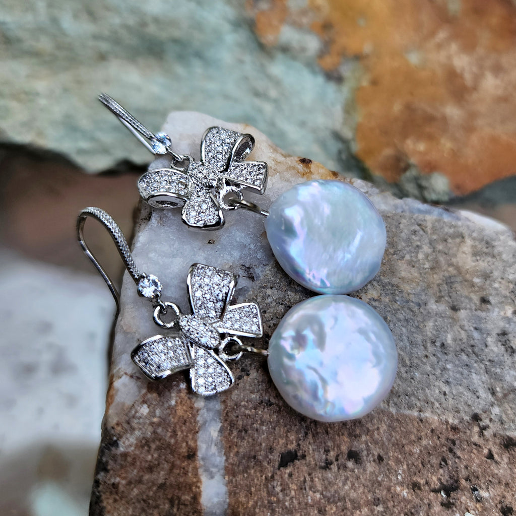 Go Girl / Designer Jewelry Silver Earrings Natural Baroque Coin Pearls Hipoalergenic Jewelry Most Popular Jewelry Gift For Women