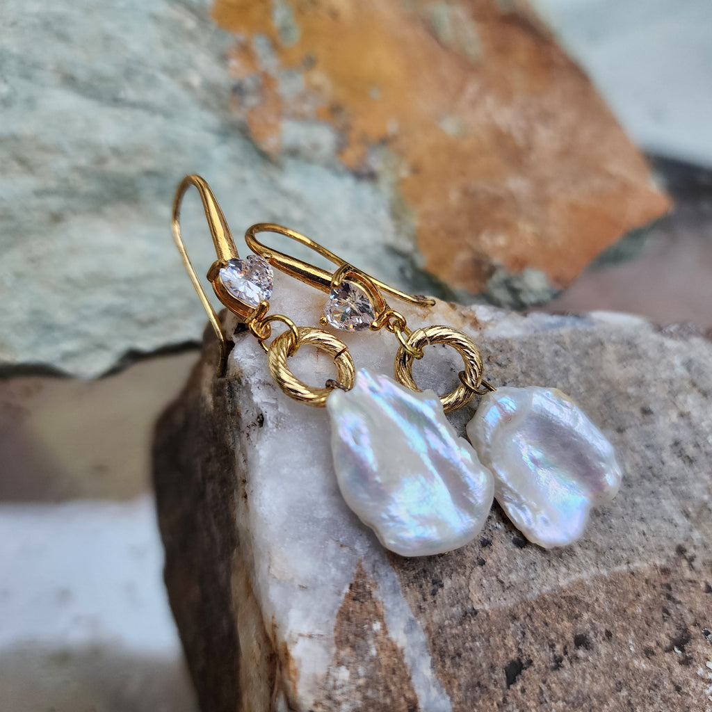 Living For / Gold Plated Earrings Natural Baroque Pearls Stone Hypoallergenic Jewelry Most Popular Jewelry Gift For Women