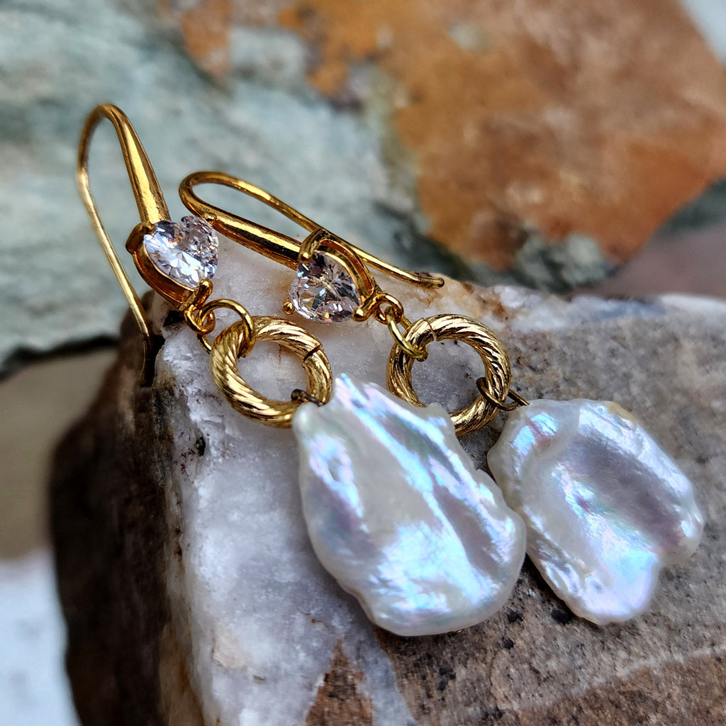 Living For / Gold Plated Earrings Natural Baroque Pearls Stone Hypoallergenic Jewelry Most Popular Jewelry Gift For Women