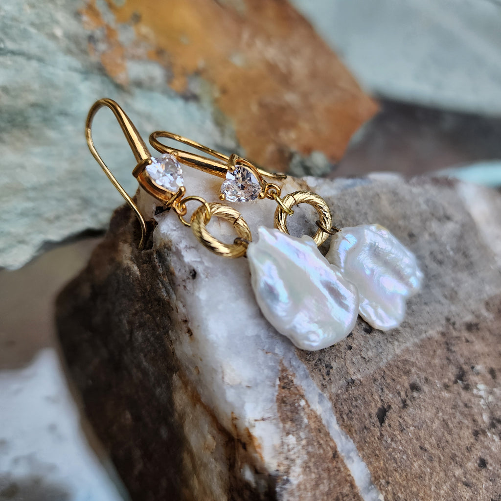 Living For / Gold Plated Earrings Natural Baroque Pearls Stone Hypoallergenic Jewelry Most Popular Jewelry Gift For Women