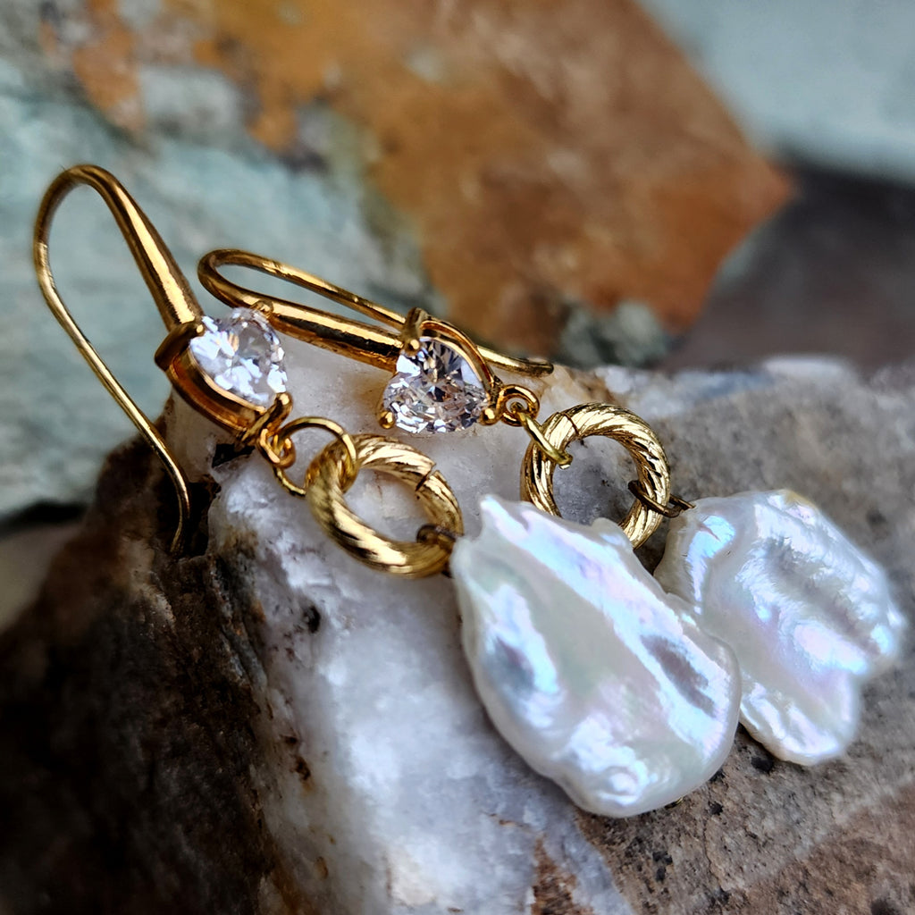 Living For / Gold Plated Earrings Natural Baroque Pearls Stone Hypoallergenic Jewelry Most Popular Jewelry Gift For Women