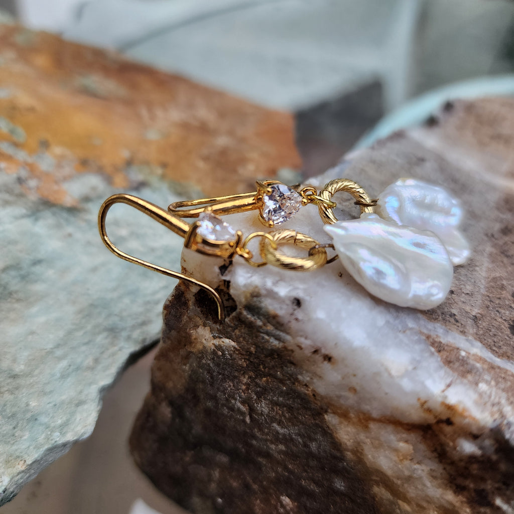 Living For / Gold Plated Earrings Natural Baroque Pearls Stone Hypoallergenic Jewelry Most Popular Jewelry Gift For Women