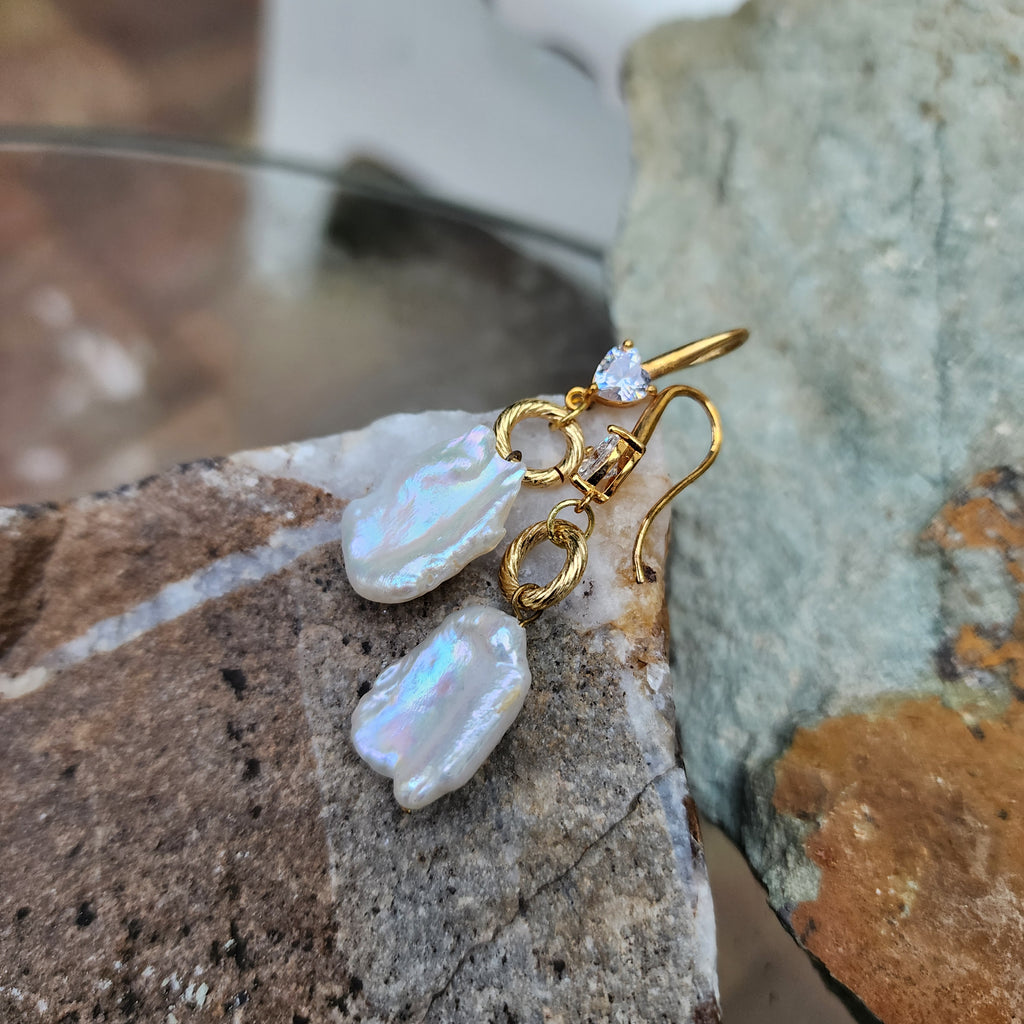 Living For / Gold Plated Earrings Natural Baroque Pearls Stone Hypoallergenic Jewelry Most Popular Jewelry Gift For Women