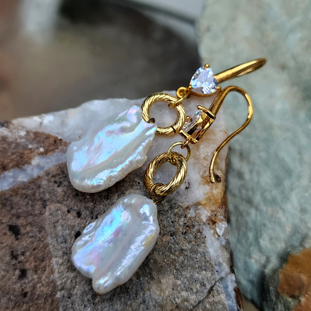 Living For / Gold Plated Earrings Natural Baroque Pearls Stone Hypoallergenic Jewelry Most Popular Jewelry Gift For Women