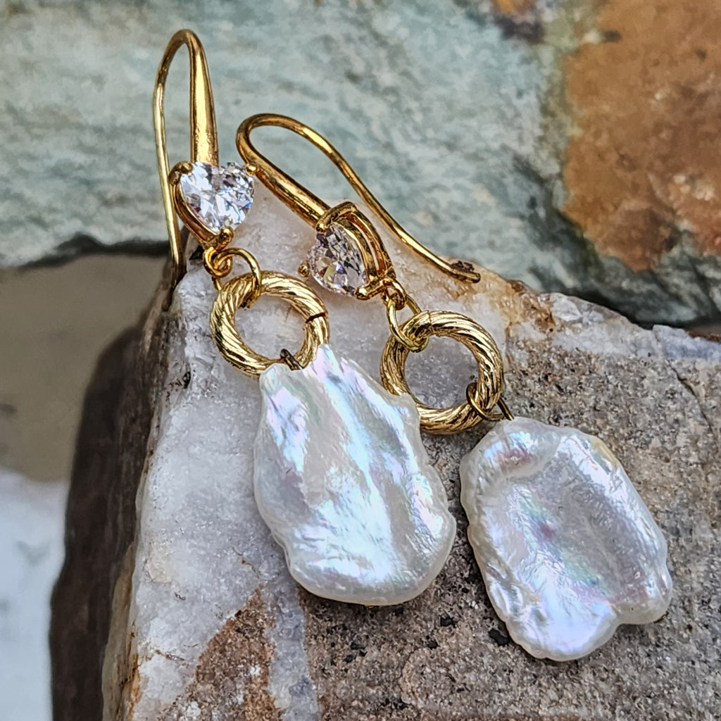 Living For / Gold Plated Earrings Natural Baroque Pearls Stone Hypoallergenic Jewelry Most Popular Jewelry Gift For Women