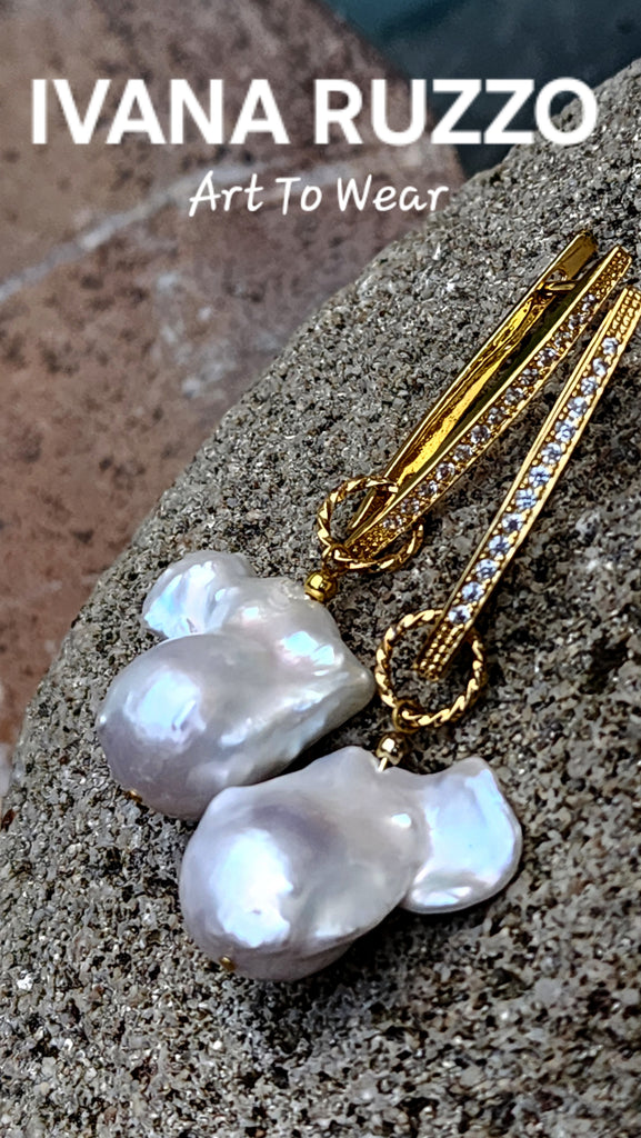 Love Of My Life / Most Popular Jewelry Baroque Pearl Silver Gold Earrings Natural Pearls Studs Hipoalergenic Earrings Gift For Women