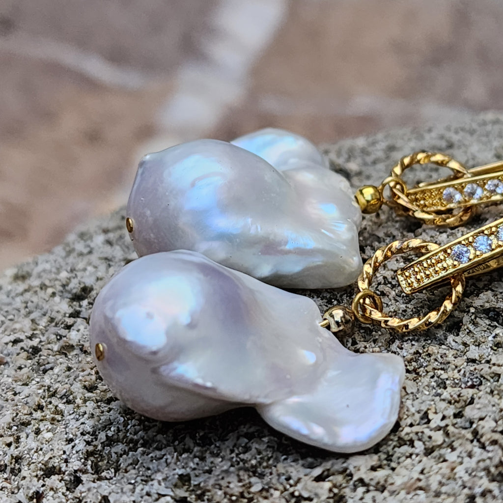 Love Of My Life / Most Popular Jewelry Baroque Pearl Silver Gold Earrings Natural Pearls Studs Hipoalergenic Earrings Gift For Women