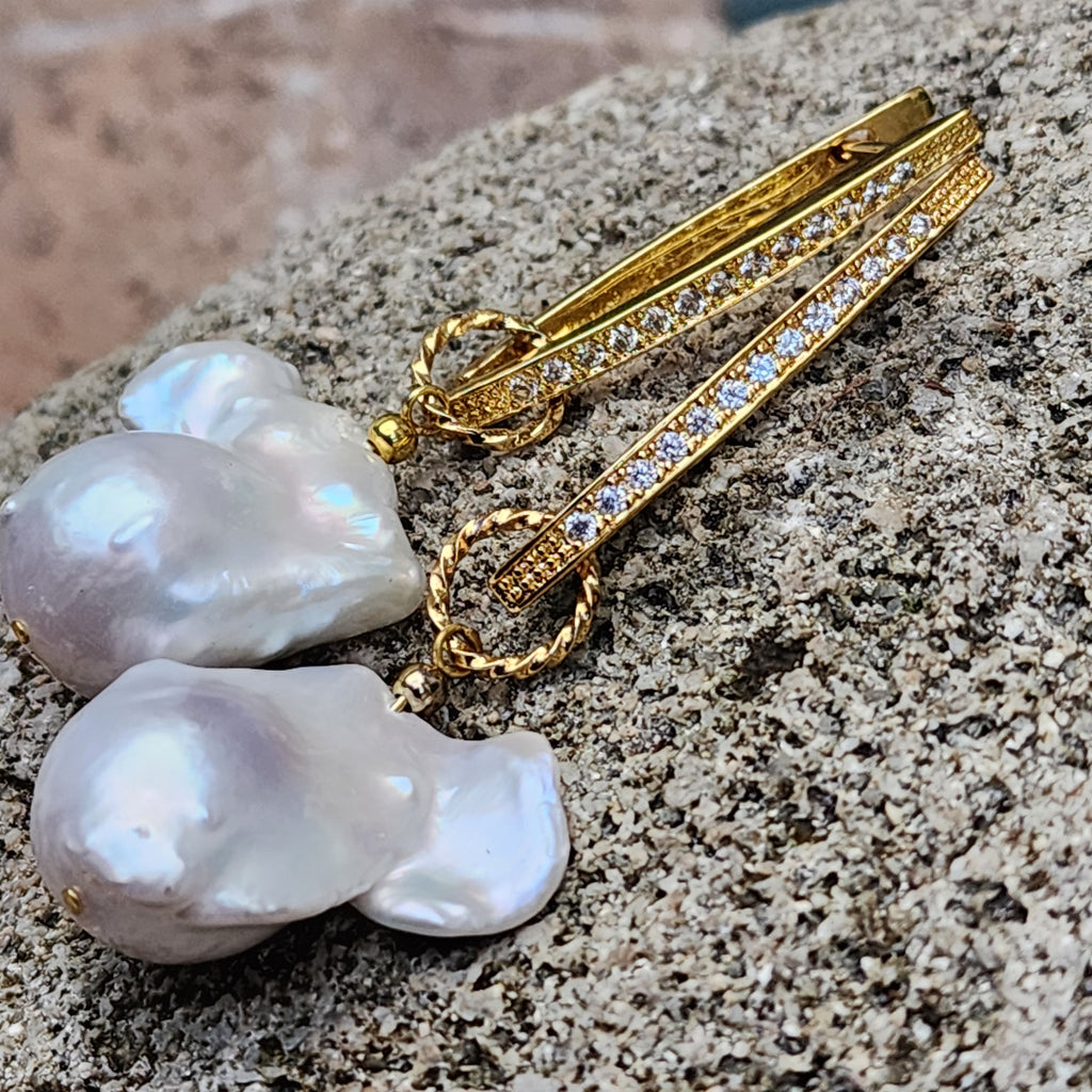 Love Of My Life / Most Popular Jewelry Baroque Pearl Silver Gold Earrings Natural Pearls Studs Hipoalergenic Earrings Gift For Women