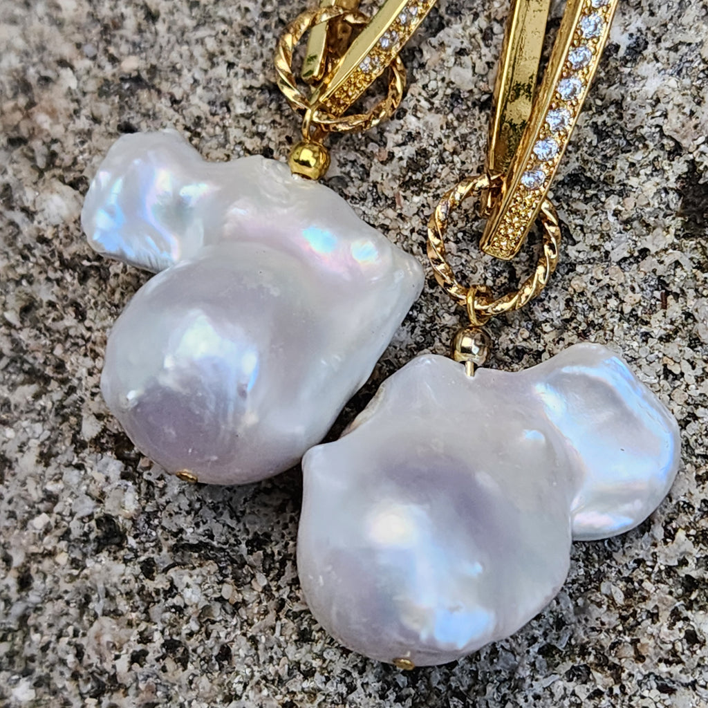 Love Of My Life / Most Popular Jewelry Baroque Pearl Silver Gold Earrings Natural Pearls Studs Hipoalergenic Earrings Gift For Women