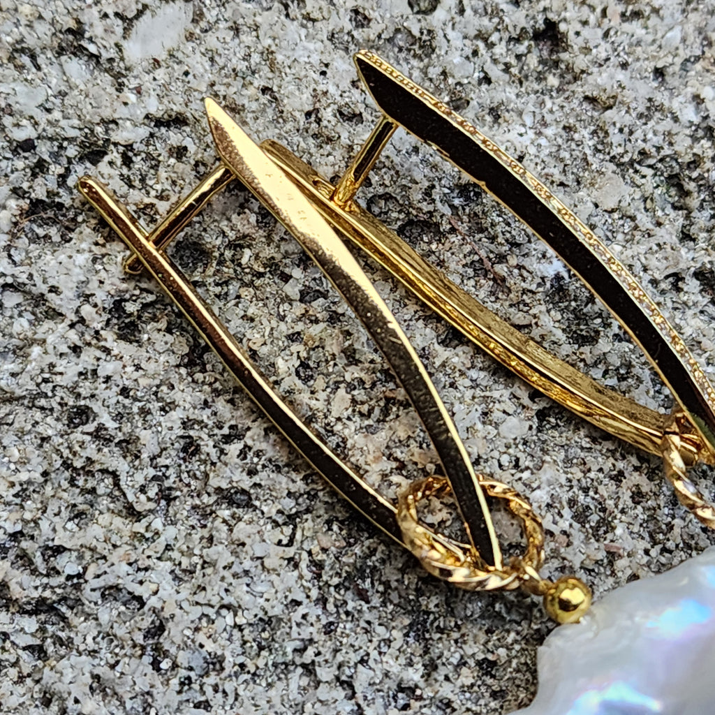 Love Of My Life / Most Popular Jewelry Baroque Pearl Silver Gold Earrings Natural Pearls Studs Hipoalergenic Earrings Gift For Women