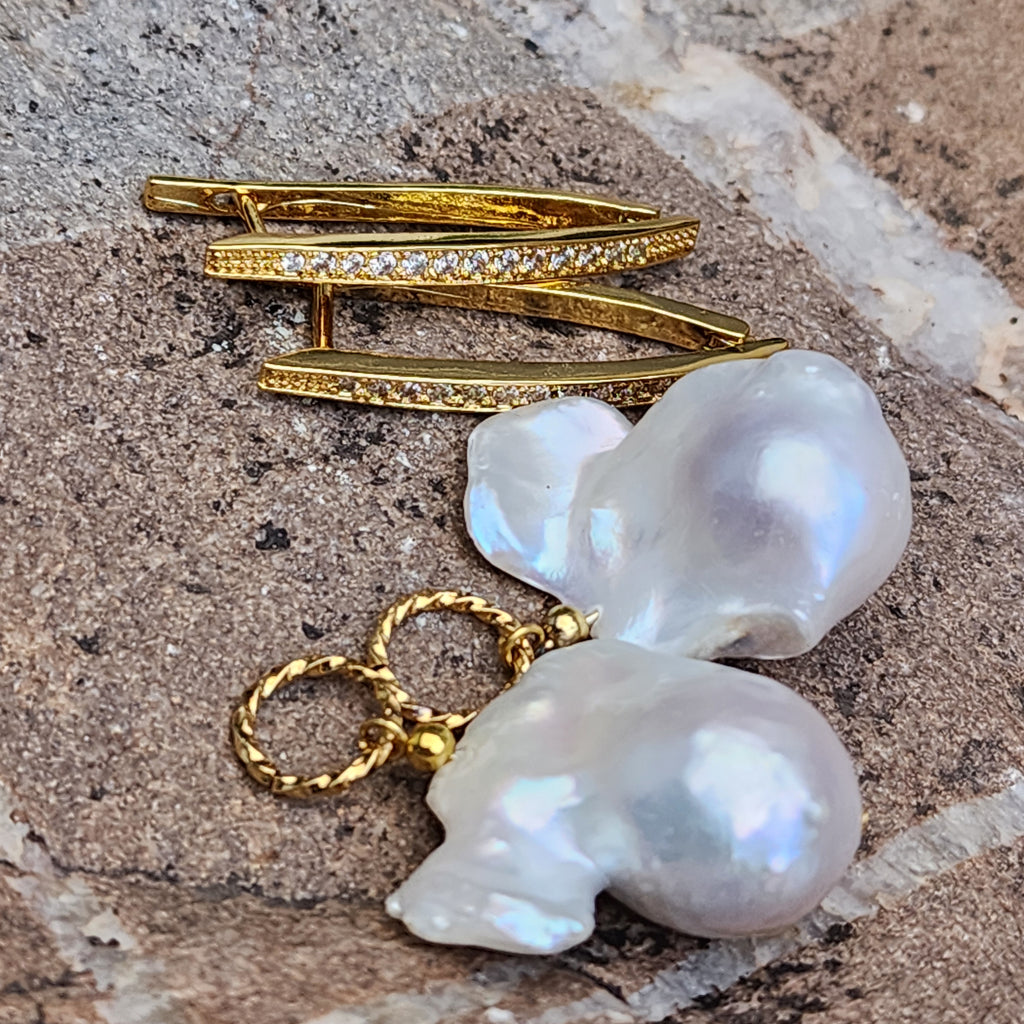 Love Of My Life / Most Popular Jewelry Baroque Pearl Silver Gold Earrings Natural Pearls Studs Hipoalergenic Earrings Gift For Women