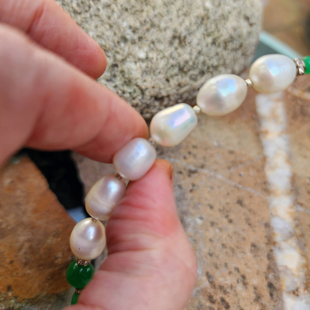 Dragon Jade / Designer Jewelry Silver Dragon Pendant Large Genuine Baroque Pearl Unique Jade Jewelry Gift For Lady Big Pearl Necklace