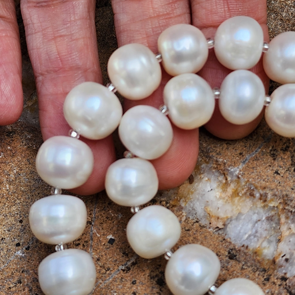 Drop Gorgeous / Classic Pearls Silver Necklace For Women Bow Necklace Large Baroque Pearl Pendant Unique Pearls Jewelry Gift For Lady