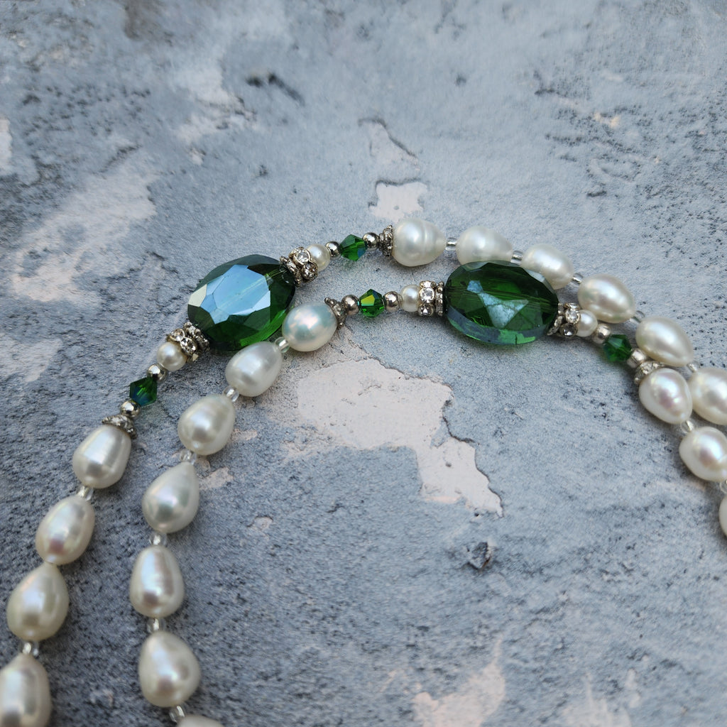 Open To New Love / Classic Pearls Silver Long Necklace For Women Tassel Necklace Pearl Pave Pendant Unique Pearls Jewelry Gift For Lady