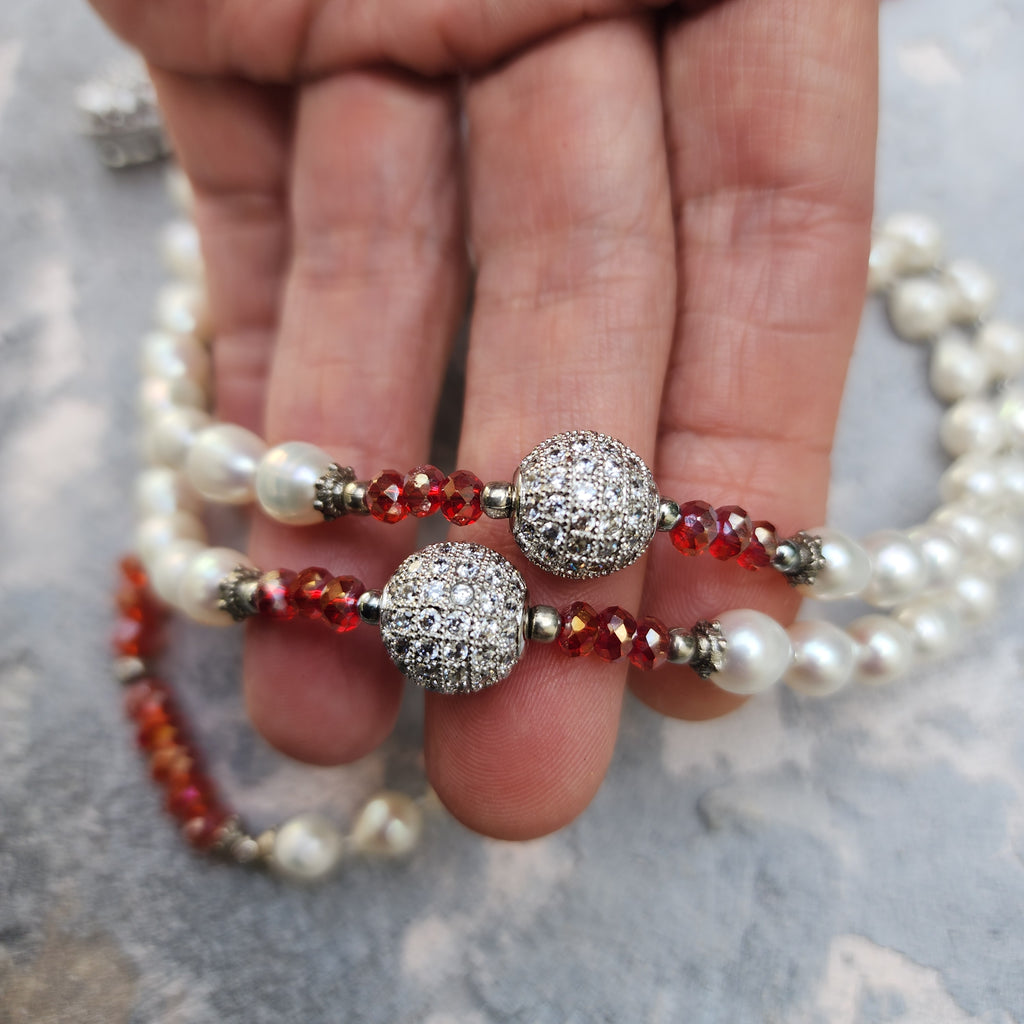 Oyi LaLa / Classic Pearls Silver Long Necklace For Women Tassel Necklace Pearl Butterfly Pendant Unique Pearls Jewelry Gift For Lady